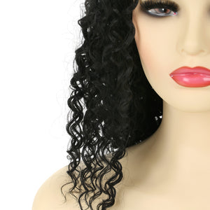 Quick Weave Synthetic Curly Half Wig Color #1B Natural Black