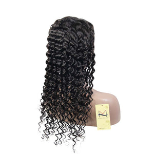 Human Virgin Hair Lace Front Wigs with Baby Hair Pre Plucked Natural Hairline for Ladies--Deep wave