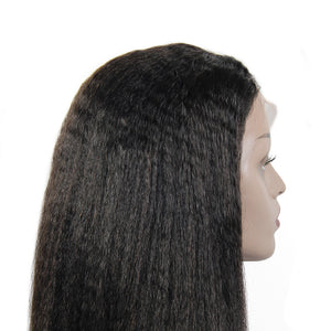 Human Virgin Hair Lace Front Wigs with Baby Hair Pre Plucked Natural Hairline for Ladies--Kinky Straight