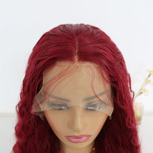 Load image into Gallery viewer, Long Burgundy Synthetic Lace Front Wigs Pre Plucked With Baby Hair 24 Inch