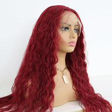 Load image into Gallery viewer, Long Burgundy Synthetic Lace Front Wigs Pre Plucked With Baby Hair 24 Inch